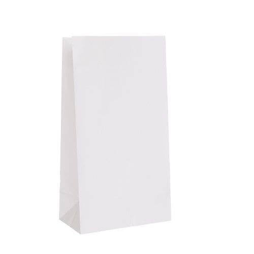 White Paper Favor Bags (12 Pack) - The Party Place