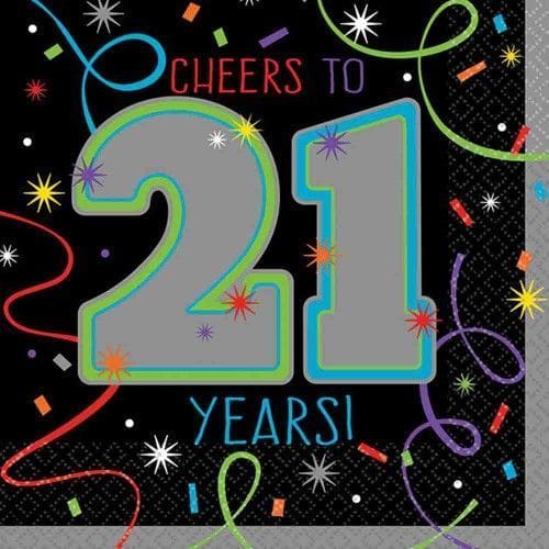 Brilliant 21st Birthday Beverage Napkins (16 Count) - The Party Place