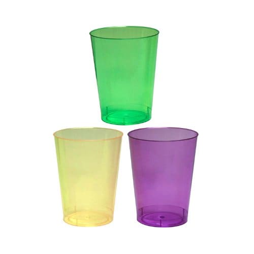 Party Essentials 12 Count 2-Piece Hard Plastic Margarita Glasses, 12-Ounce, Mardi Gras Mix