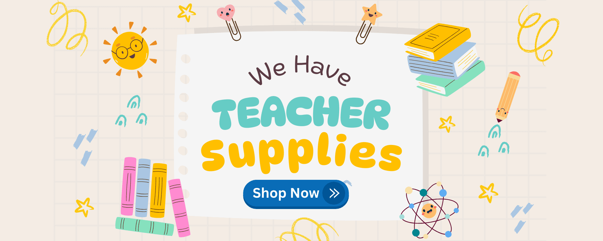 Colorful Illustrative Back to School Banner (1920 x 768 px)