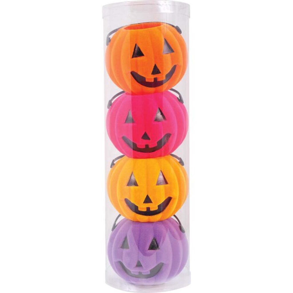 96084 FLOCKED MINI TREAT PUMPKIN