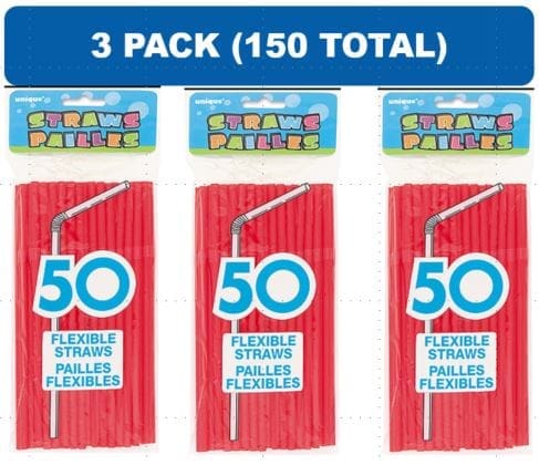 91247 50 CT FLEX STRAWS RUBY RED