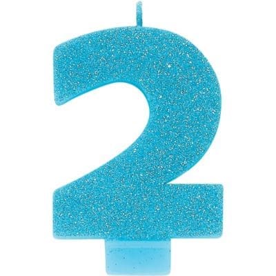 170397 GLITTER CANDLE BLUE 2