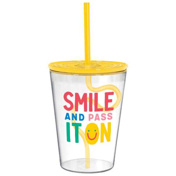 3902306 TUMBLER W/STRAW SILLY SMILE