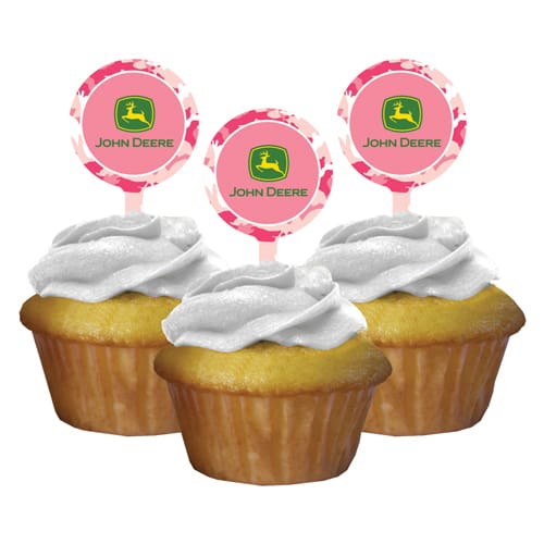 95526 PINK JOHN DEERE CUPCAKE TOPPERS