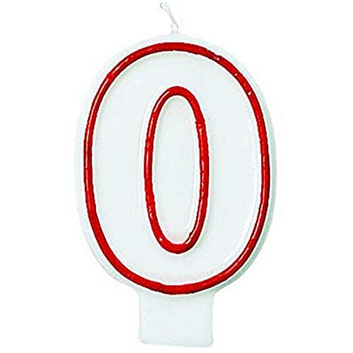 174000 RED/WHITE #0 BIRTHDAY CANDLE