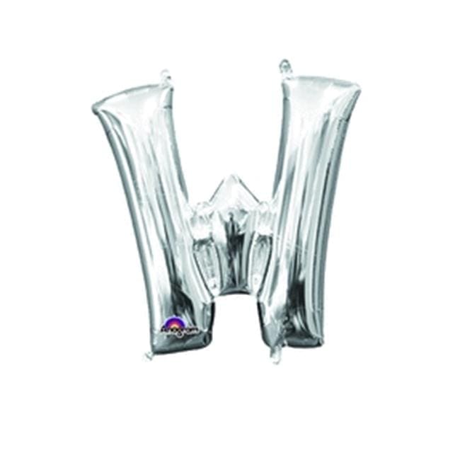 33056 16" Silver Letter W Supershape Foil Balloon