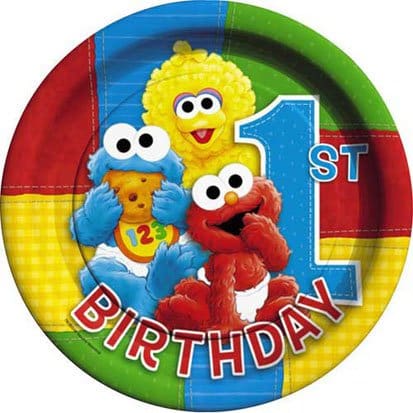 3843076 PLT 8 3/4 SESAME 1ST BDAY