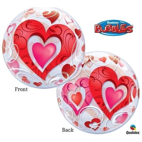 33909 BUBBLE RED HEARTS & FILIGREE