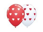 845919 11 LATEX RED WHITE HEARTS
