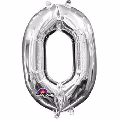 33074 16 inch Silver Number 0 Foil Balloon