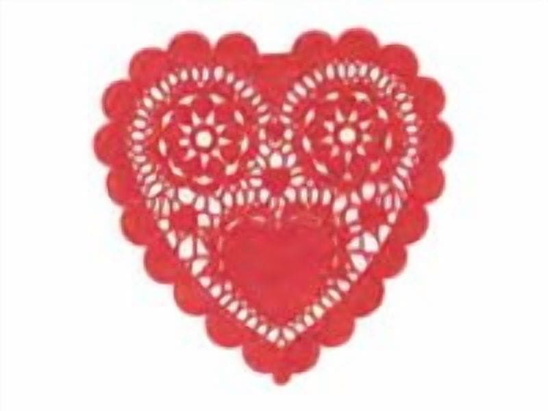 14359.07 3 1/2 HEART DOILIES - RED